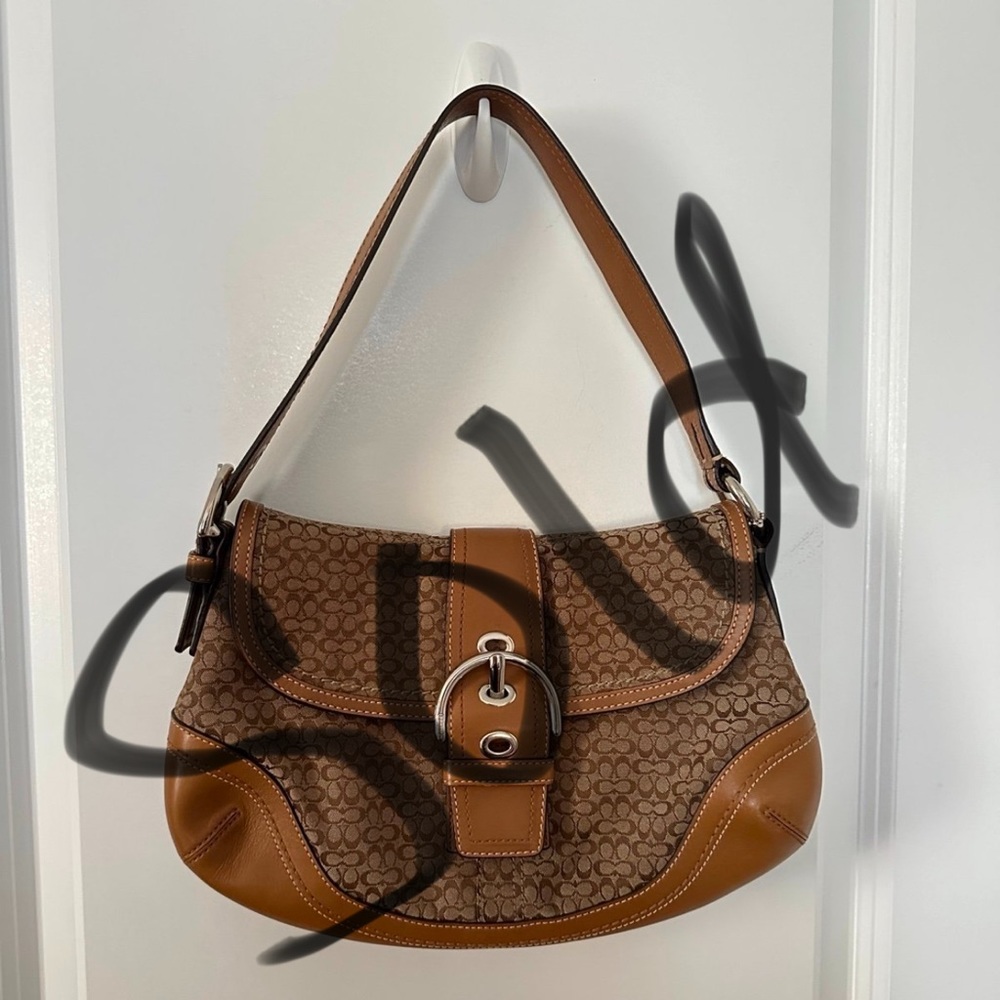 Coach soho Brown Crescent Shoulder Bag with Leather Trim